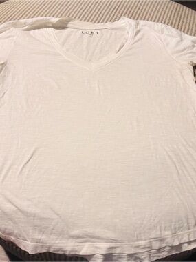 LOFT Cream V-Neck Tee